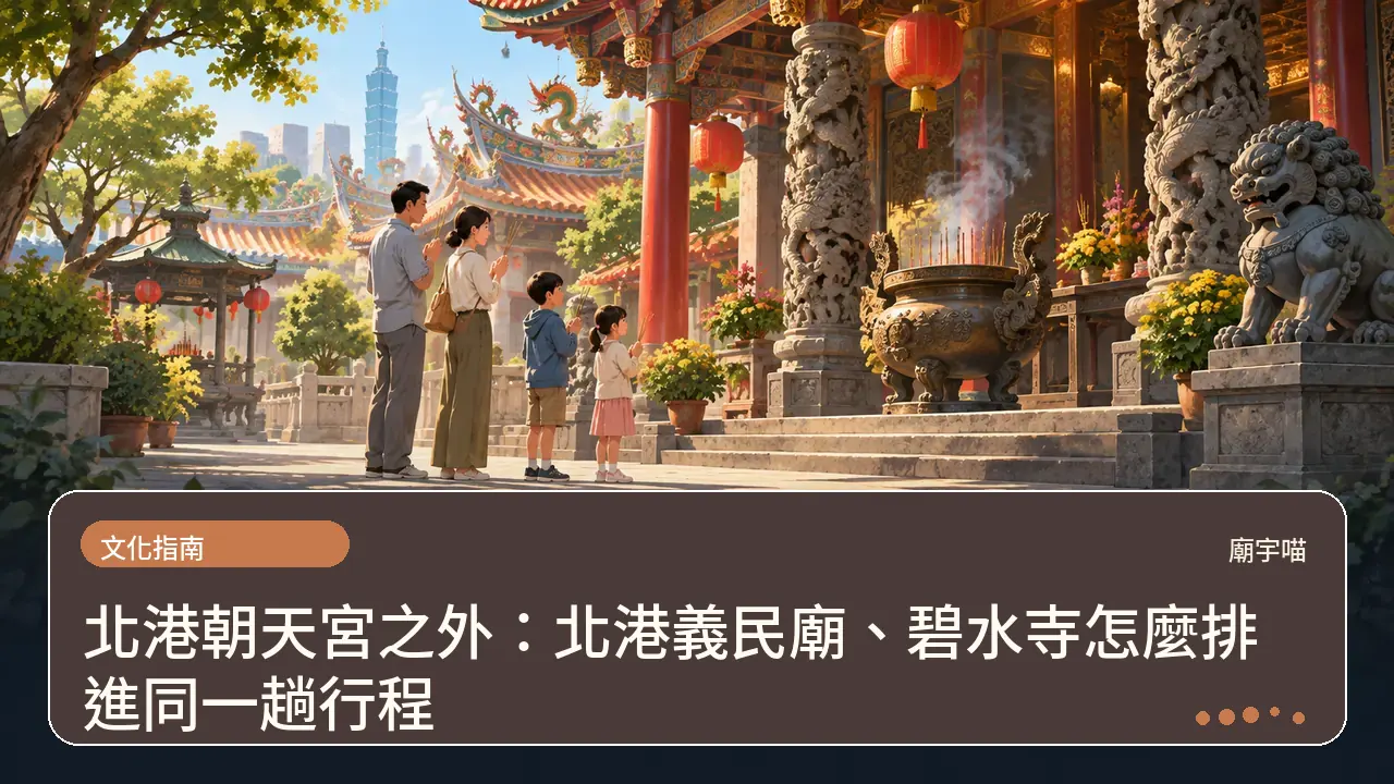 北港朝天宮之外:北港義民廟、碧水寺怎麼排進同一趟行程主題插畫