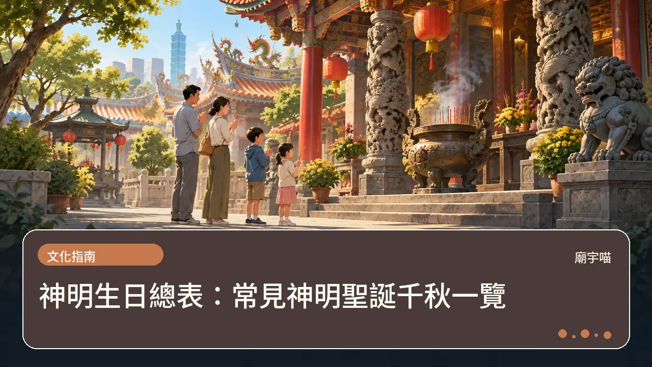 神明生日總表：常見神明聖誕千秋一覽主題插畫