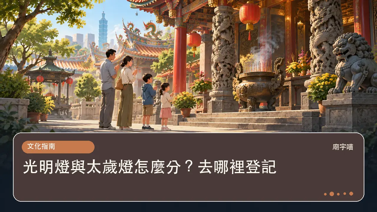 光明燈與太歲燈怎麼分？去哪裡登記主題插畫