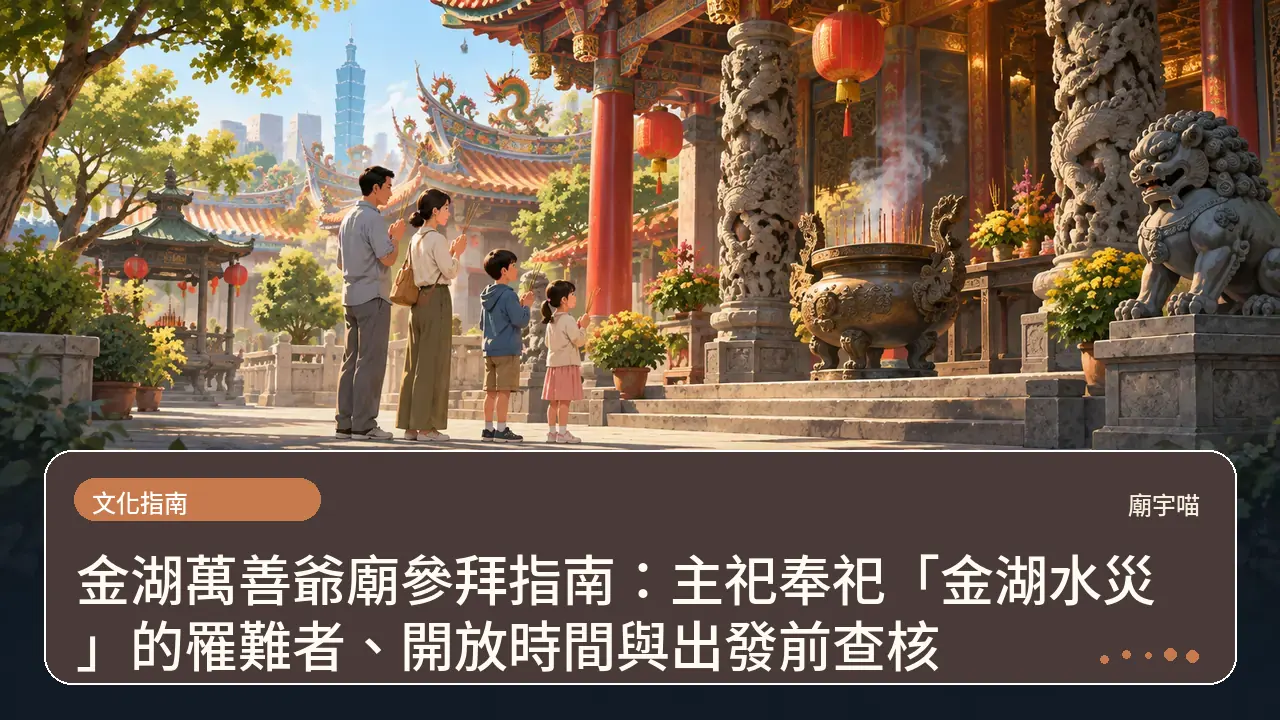 金湖萬善爺廟參拜指南:主祀奉祀「金湖水災」的罹難者、開放時間與出發前查核主題插畫