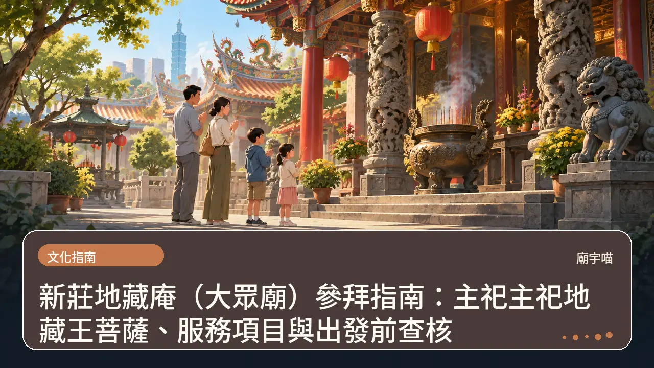 新莊地藏庵（大眾廟）參拜指南：主祀主祀地藏王菩薩、服務項目與出發前查核主題插畫