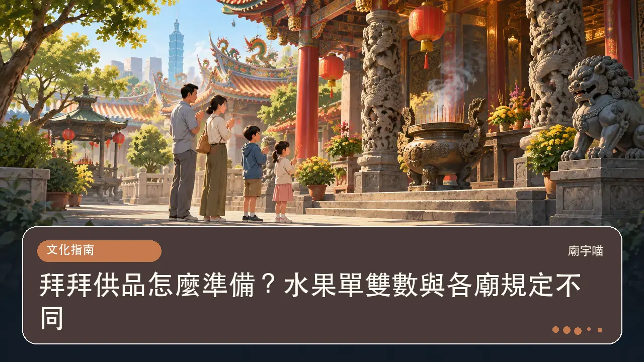 拜拜供品怎麼準備？水果單雙數與各廟規定不同主題插畫